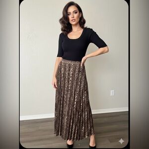 Philosophy Elegant Brown Maxi Skirt and black blouse